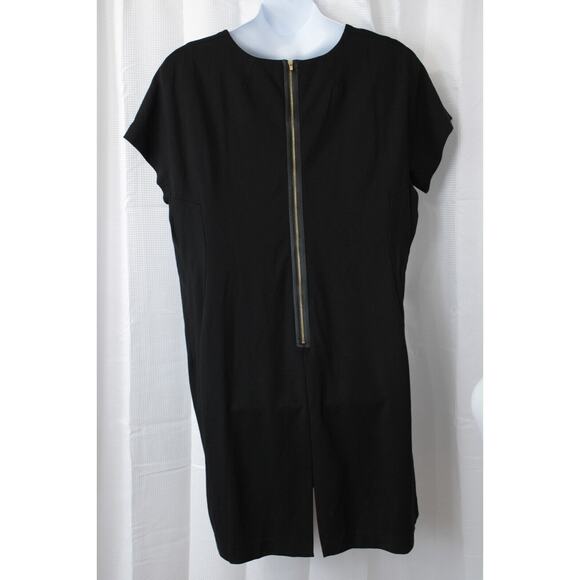 Ellen Tracy Shift Dress Women 24W Knee Length Short Sleeve Black Back Zip Lined - Picture 2 of 10
